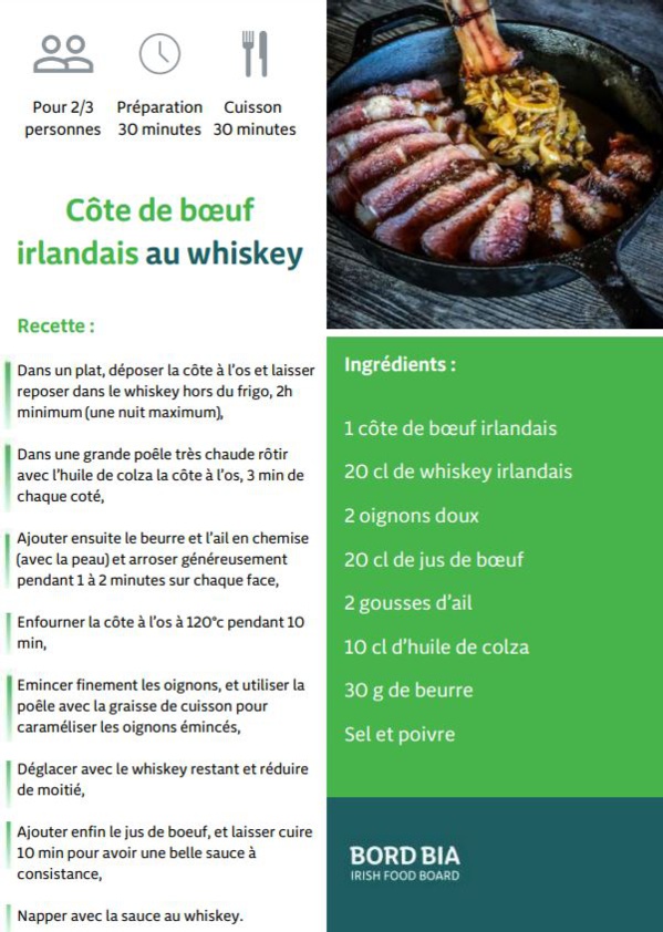 Recette irlandaise : Côte de bœuf irlandais au whiskey