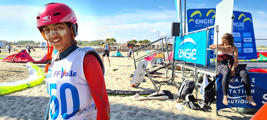 Je fais du kite surf depuis mes 12 ans au club du Kite Surf Leucate (KSL) à La Franqui. Nakil en comépétition en juin au cap d'Agde. @ David Raynal