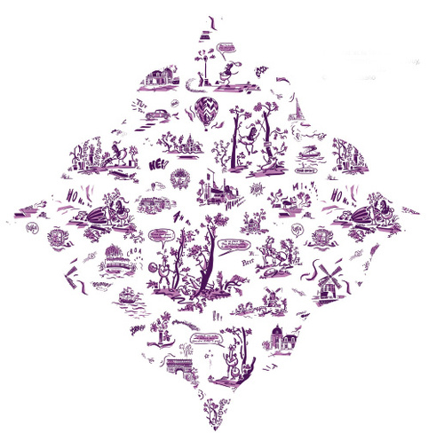 Saint Sat' et la Toile de Jouy, motif d'inspiration Toile de Jouy - © Audrey Sedano Saint Sat' et la Toile de Jouy, motif d'inspiration Toile de Jouy - © Audrey Sedano