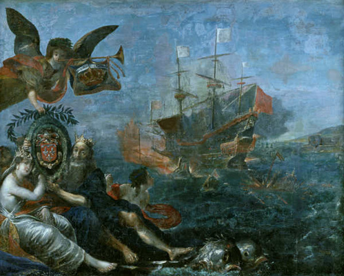 Ravitaillement de l’île de Ré par Claude de Rasilly, 1627 -  Claude Vignon, 1642 - Huile sur toile - © musée national de la Marine/P.Dantec