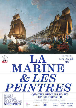 Affiche de l’exposition  Combat de Gondelour, 20 juin 1783, Auguste Louis de Rossel, 1791 - © Musée national de la Marine/A. Fux - © Conception graphique : Studio Camille Guitton