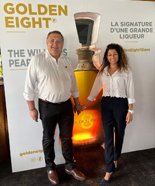 10 Ans Golden Eight - Bernard Baud, président des Grandes Distilleries Peureux Massenez et Elodie Naslin - © Golden EIght/Romain Rondeau