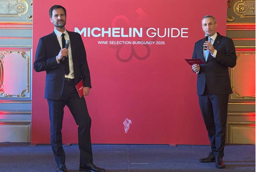Gwendal Poullennec, Directeur international du Guide Michelin et Xavier Thuizat meilleur sommelier de France 2022 et meilleur ouvrier de France-Sommellerie 2023 - ® Catherine Monbrault
