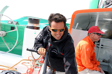 Le skipper Franck Cammas sur Groupama 3 - © David Raynal