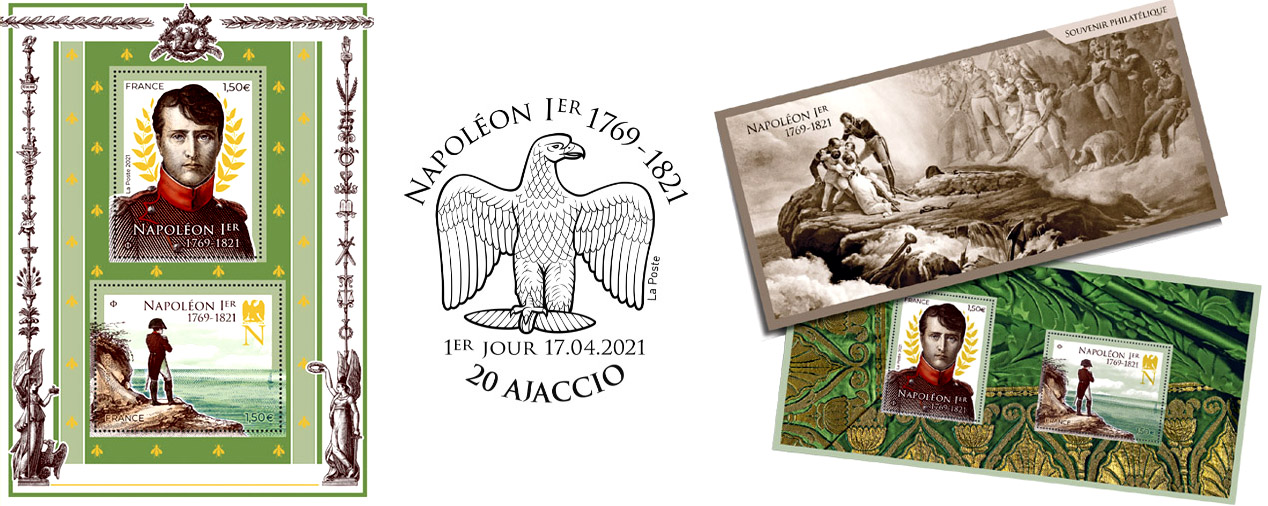 Bloc de timbres pour le bicentenaire de la mort de Napoléon Ier.