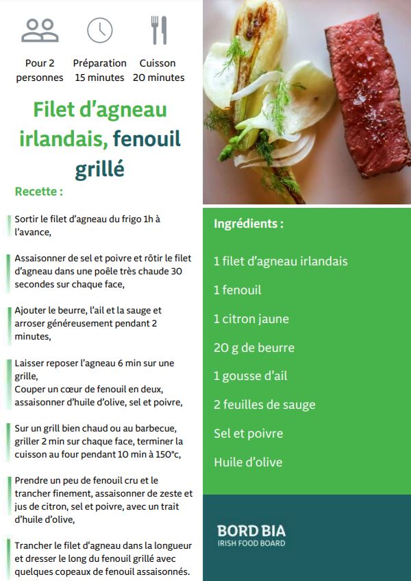 Recette irlandaise : Filet d'agneau irlandais fenouil grillé Recette irlandaise : Filet d'agneau irlandais fenouil grillé