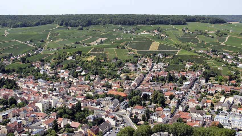 Vue sur le vignoble d'Epernay depuis le ballon captif - © ADT Marne
