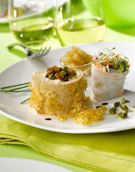 Terrine de Foie gras - Nems de légumes - compotée granny smith - ⒸCIFOG - Ph.Asset - ADOCOM-RP Terrine de Foie gras - Nems de légumes - compotée granny smith - ⒸCIFOG - Ph.Asset - ADOCOM-RP