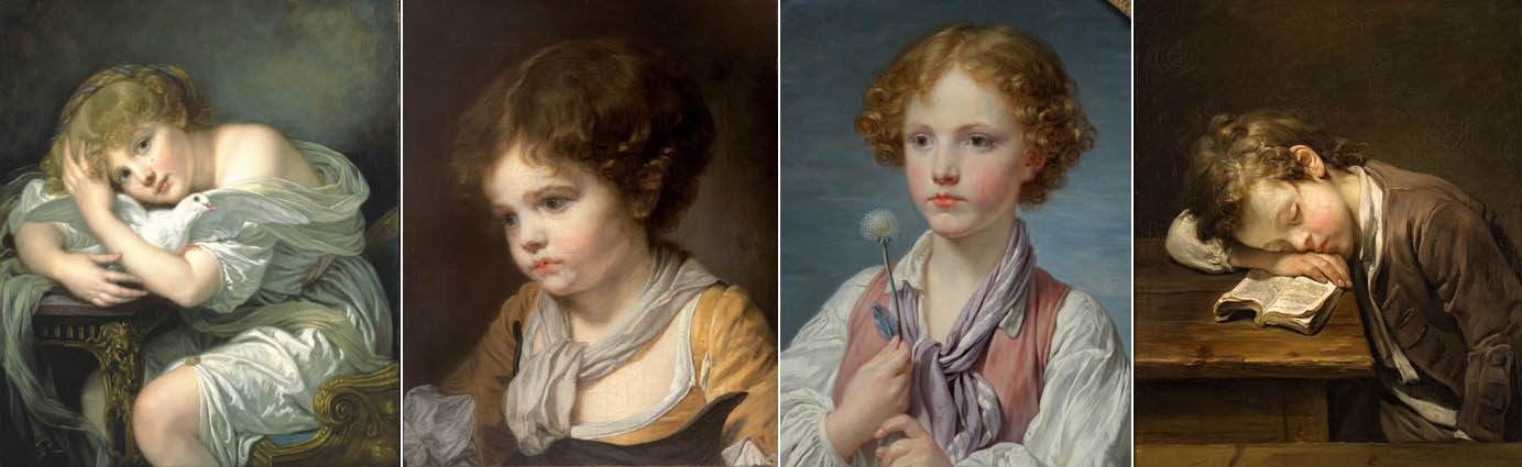"Jeune fille à la colombe" (Musée de la Chartreuse-Douai) -  "Louise Gabrielle Greuze" (Musée de la Chartreuse-Douai)- "Jeune berger qui tente le sort" (Musée du Petit Palais) - "Le petit paresseux" (Musée Fabre- Montpellier)  -  © DR