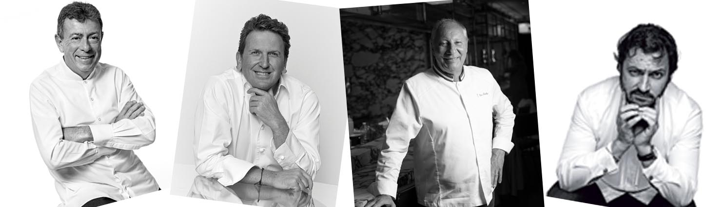 La bande du Crillon : Christian Constant (© S.de Bourgies;)  - Christophe Felder (© DR) - Eric Frechon (© DR) - Yves Camdeborde (© DR)