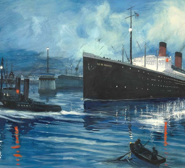 André GALLAND, Ile de France sortant du Port du Havre, 1931, collection particulière ©Hervé Lewandowski - © ADAGP